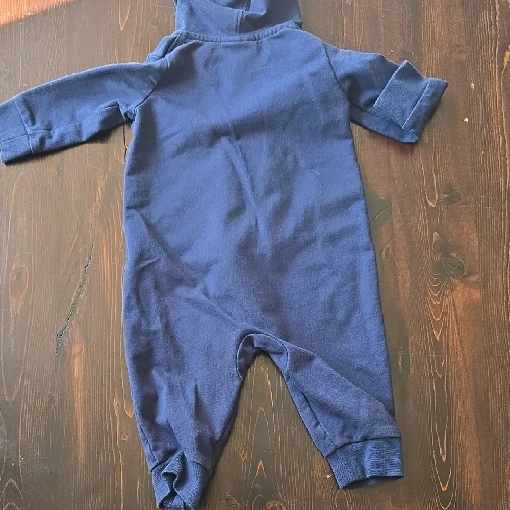 Nike Baby Boys Navy Blue Hooded Full Zip Romper One Piece Size 6M
